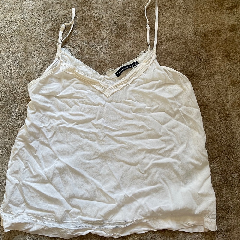 White Cami Top with Lace Trim